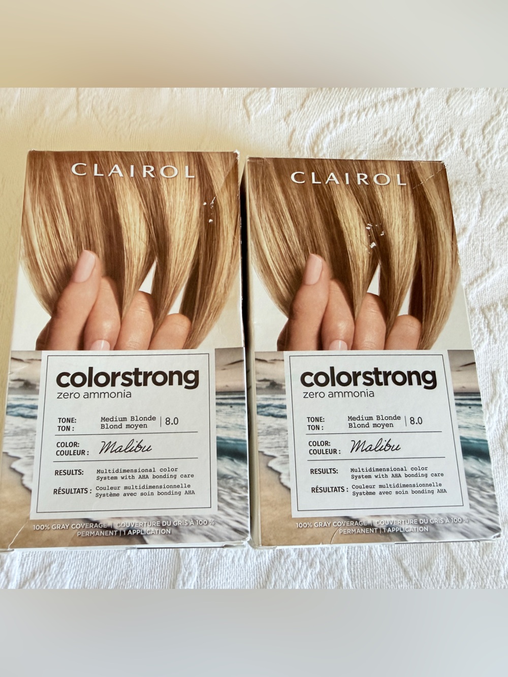 Set of 2 Clairol ColorStrong Permanent Hair Dye 8.0 Medium Blonde Malibu